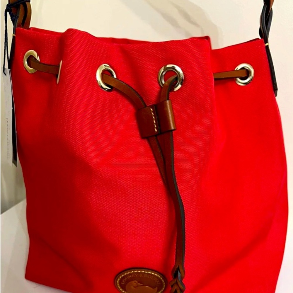 Red Dooney and Burke drawstring purse